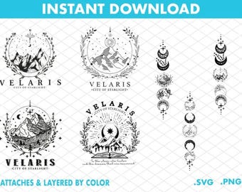 Velaris City of Starlight SVG Bundle, ACOTAR Night Court PNG (Digital Download)
