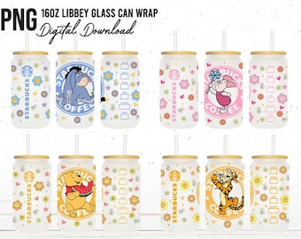 Envoltorio para vaso de vidrio de 16 oz con diseño floral (descarga digital PNG)