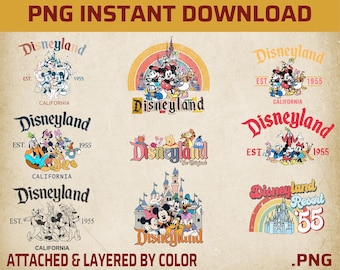 Retro Disneyland PNG Bundle, Mouse Friends Family Vacation Shirt Design (Digital Download)
