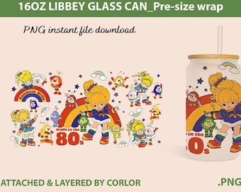 Diseño PNG de envoltura de vidrio con dibujos animados retro, vaso de dibujos animados de los 80 (descarga digital)