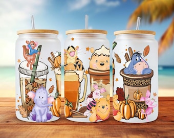 Bear Fall Can Glass Wrap, 16oz Libbey Glass (PNG Digital Download)