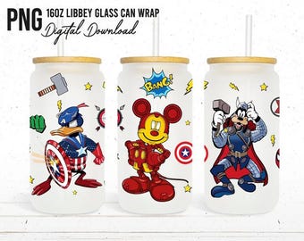 Cartoon Mouse 16oz Can Glass, Sublimation PNG (Digital Download)