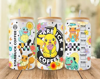 Poke Can Glass Wrap, Cartoon 16oz Libbey Glass PNG (Digital Download)