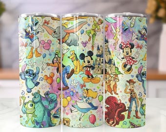 Retro Movie Tumbler Wrap, Cartoon Characters 20oz PNG File