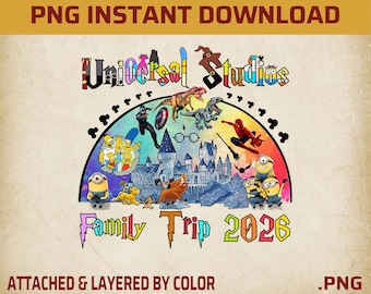 Viaje familiar a Universal Studios 2026 PNG (Descarga digital)