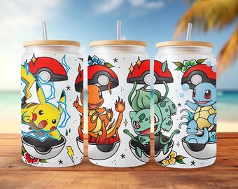 Envoltura de vidrio para latas de poke, vaso Libbey de 16 oz, PNG (descarga digital)