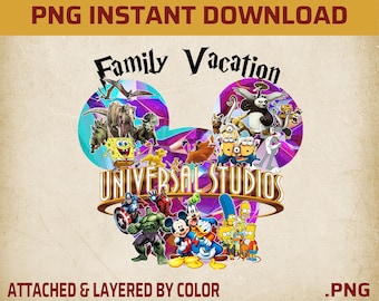 Family Vacation Universal Studios PNG, Theme Park Trip Shirt Design, Family Matching Vacation PNG (Digital Download)