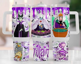 Villain Movie Characters 40oz Tumbler Wrap, Halloween Horror Glitter Png (Digital Download)