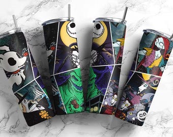 Diseño de envoltura para vaso térmico de la película Pesadilla en Elm Street, vaso delgado de 20 oz PNG (Descarga digital)