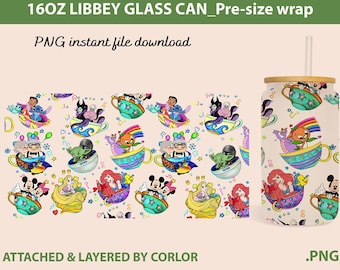 Mouse And Friends Glass Can Wrap, 16oz Libbey Glass Can PNG (Digital Download)