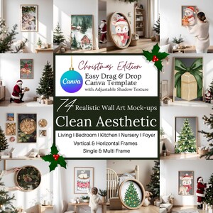 Modern Canva Wall Art Frame Mock-up Bundle | 74 Christms Canva Frames Mockup I Drag and Drop Editable Canva Frames Template Bundle