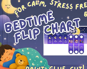 Abendroutine-Flipchart für Kinder | Sterne & Mond-Motiv (Digitaler Download)