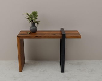 Handmade Wood & Metal Console Table – Modern Minimalist Hallway Decor