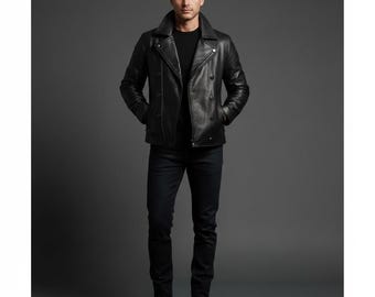 Genuine Leather Double Breasted Jacket for Men