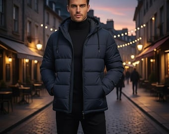 Chaqueta acolchada con capucha para hombre / Abrigo acolchado de invierno aislante