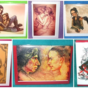 REYLO Greeting Birthday Cards Star Wars Kylo Ren and Rey Art by EKATHEARTIST Reylo AU A6 with envelope