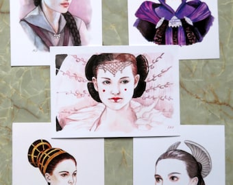 Padme Amidala Naberrie Senator elected ruler Royal House of Naboo Different Outfits Star Wars Natalie Portman A5 prints Art Blackkingsdream