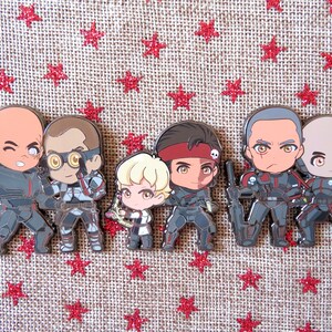 Star Wars: Bad Batch Omega & Brothers Clone Force 99 Hunter Wrecker Tech Crosshair Echo Fantasy chibi pins 2 inch LE 30 @junchan_nyan_art