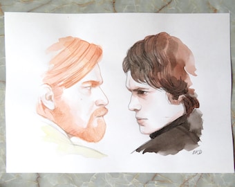 Star Wars Revenge of the Sith Obi-Wan Kenobi Anakin Skywalker Obikin Hayden Christensen Ewan McGregor Original Art Drawing  Blackkingsdream