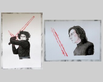 Kylo Ren in uniform  Original Watercolour Art Drawing Star Wars Kylo Ren by BLACKKINGSDREAM Free Worldwide Shipping
