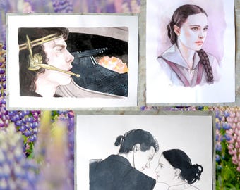 Star Wars Anakin Skywalker Princess Padme Amidala Original Watercolour Art Drawing Star Wars by BLACKKINGSDREAM Free UK Shipping