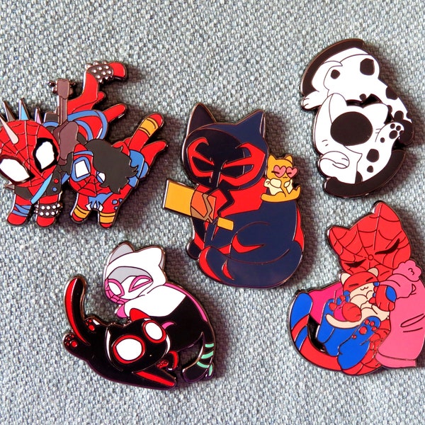 Spider-Man: Spider-Verse Miguel Lyla Peter B. Parker Mayday Miles Morales Gwen Stacy Hobie Brown Pavit LE 30 CHIBI PINS Art by @kaite_xyxy