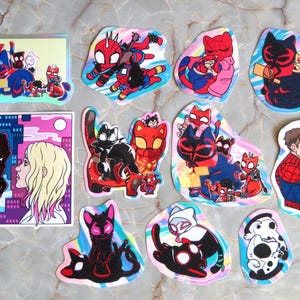 Spider-Man: Spider-Verse Miguel Lyla Peter B. Parker Mayday Miles Morales Gwen Stacy Hobie Brown Pavit SPIDERDADS Milescest Kittens Adesivos