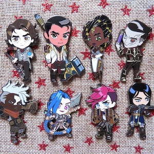 League of Legends Arcane Jayce Viktor Mel Powder Ekko Caitlyn Kiramman Vi Silco Chibi pins Art by @princepsed
