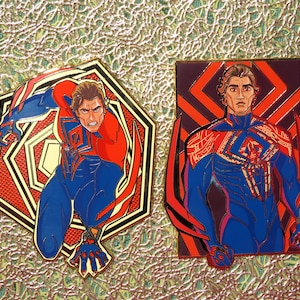 IN HAND Spider-Man: Across the spider-verse Spider-Man 2099 Miguel O&#39;Hara Earth-928 LE 30 Large pins Art by @nekostarberry