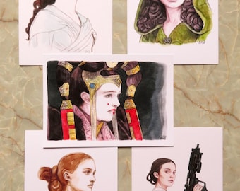 Padme Amidala Naberrie Senator elected ruler Royal House of Naboo Different Outfits Star Wars Natalie Portman A5 prints Art Blackkingsdream