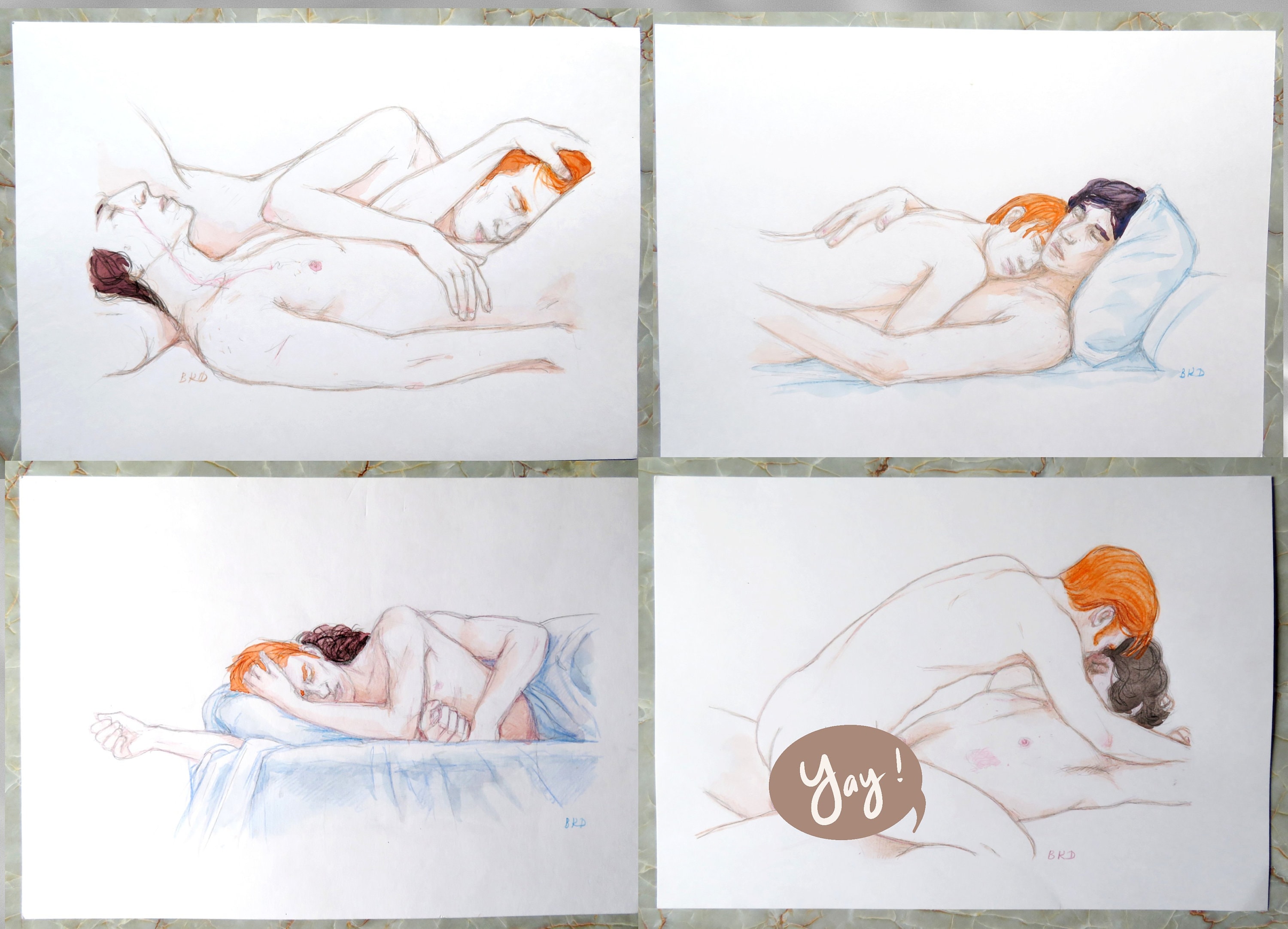 KYLUX Bed Gay Sex NSFW Kylo Ren Armitage Hux Nude Erotica Star Wars Original Art Drawing by Blackkingsdream Free Worldwide Shipping