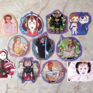 PANAKIN OBITIN Anaobi Quiobi Star Wars Padme Amidala Anakin Skywalker Obi-Wan Kenobi Qui-Gon Jinn Satine Kryze Ewan McGregor Art Stickers