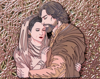 Older twins Luke Skywalker and General Leia Organa Jedi & Princess hard enamel Fantasy pin badge 6 cm LE 30 Star Wars by @junchan_nyan_art