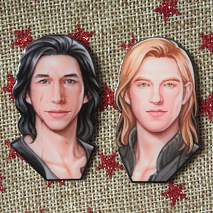 Star Wars Kylo Ren General Hux KYLUX Ben Solo Armitage Hux 2 inches metal offset printed Pin Adam Driver Badges Art by Artist TasiGlitch