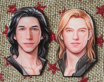 Star Wars Kylo Ren General Hux KYLUX Ben Solo Armitage Hux 2 inches metal offset printed Pin Adam Driver Badges Art by Artist TasiGlitch