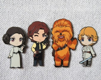 Luke Skywalker Princess Leia Organa Han Solo Chewbacca Star Wars: A New Hope Original Trilogy Fantasy pin badge LE 30 art @junchan_nyan_art