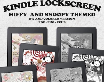 Book Lover Kindle Lockscreen Bundle | Miffy Snoopy Coquette Kindle Scrapbook | Vintage Journal Digital