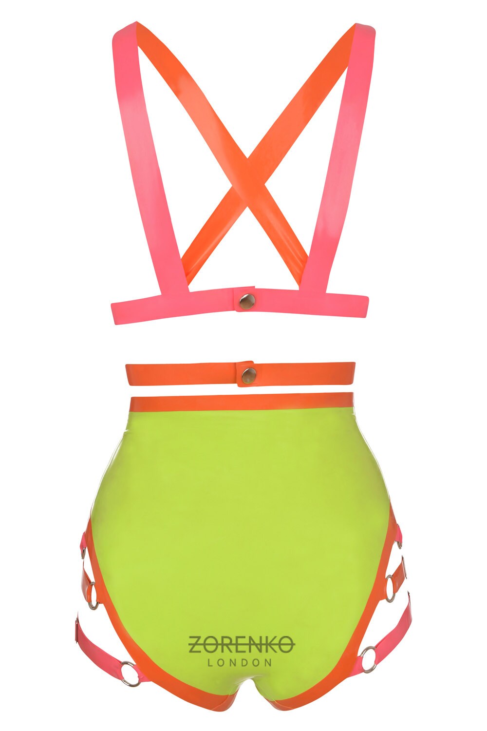 Latex Strappy Neon Bodysuit Set/ Playsuit Etsy UK