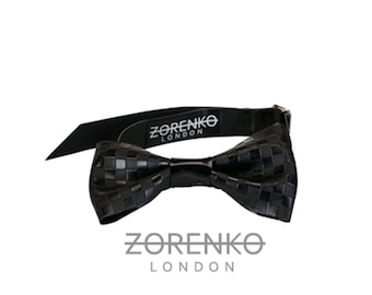 Etched Latex Chequered Men's Bow Tie