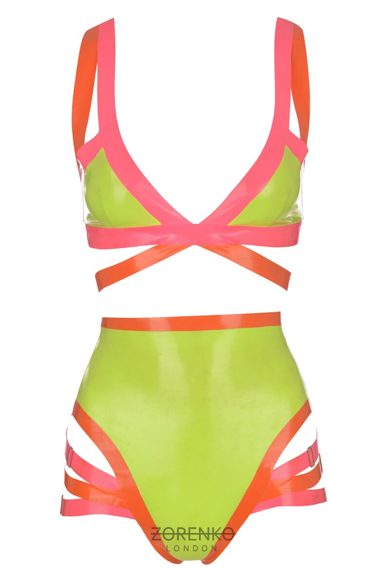 Latex Strappy Neon Bodysuit Set/ Playsuit Etsy UK