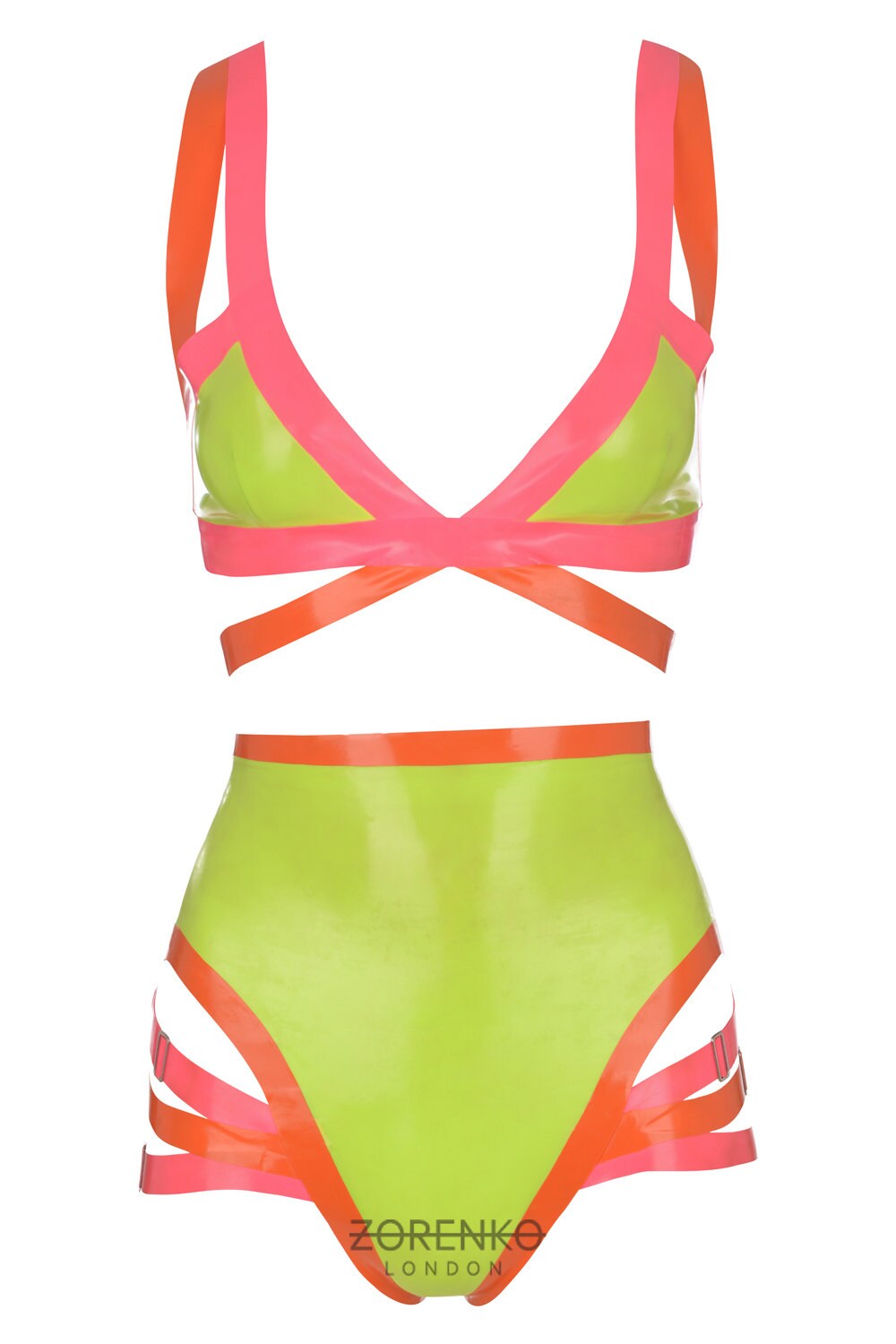 Latex Strappy Neon Bodysuit Set/ Playsuit Etsy UK