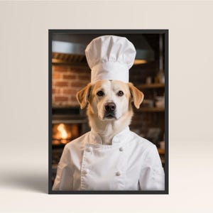 Custom Pet Portrait Chef | Dog Kitchen Art | Personalized Pet Poster Gift