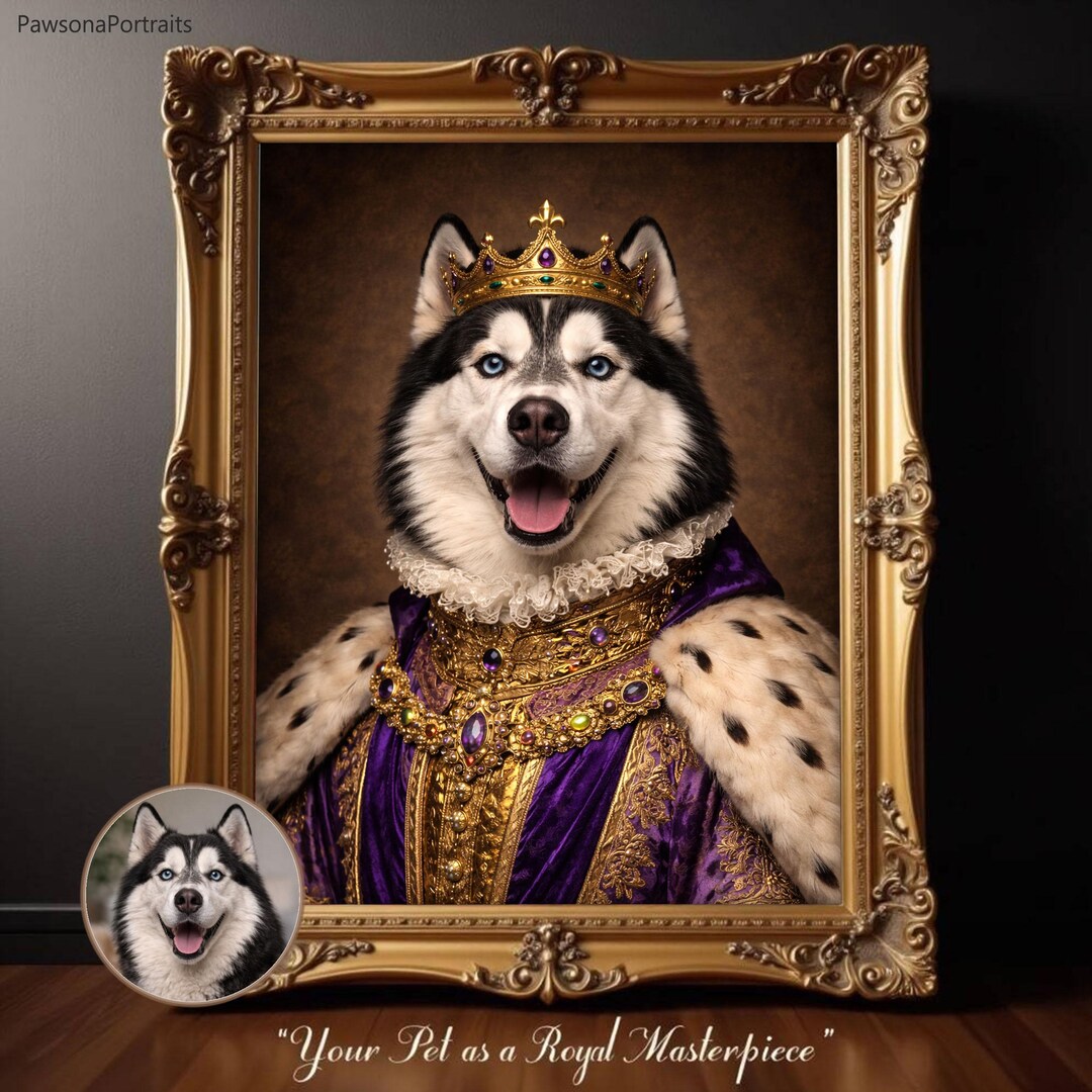 Custom Royal Pet Portrait Digital | Personalized Dog or Cat Portrait ...