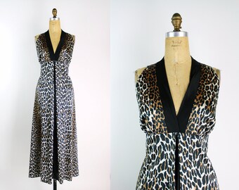Vintage 70s Vanity Fair Leopard Print Slip Dress / Size M/L