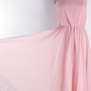 70s Pink Flowy Dress / Pink Midi Dress / Pink Party Maxi Dress / Pink Rose Dress / Pink Wedding Dress / Vintage Cocktail Dress Size M/L image 3