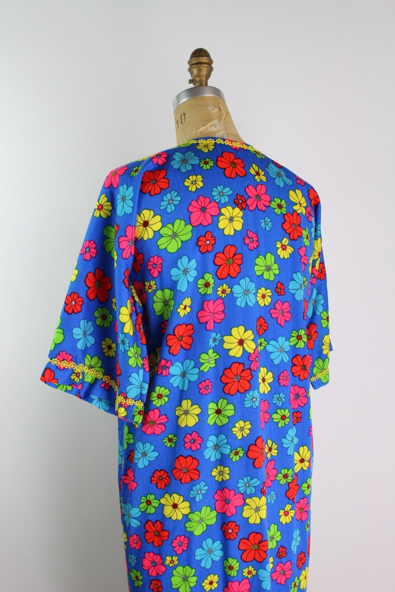 60s FlowerPower Maxi dress / Front Zipper Dress / Colorful Dress / 1960s / Size S/M image 8