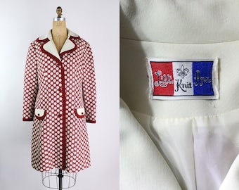 60s Lilli Ann Polka Dot Coat / Red and Cream Polka / 1960s Lilli Ann /