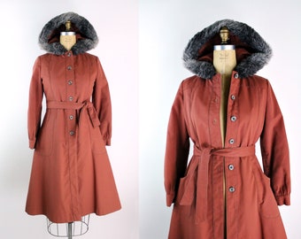 70s Hooded Princess Coat / Winter Coat / Vintage Coat / 70s Coat / Boho / Bohemian Coat / Boho Jacket / Size S