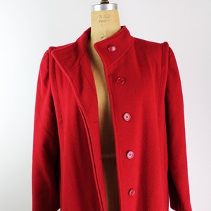 80s Red Coat / Vintage Coat /Vintage Wool Coat / 1980s /Red  Structured Coat /Oversized Vintage Coat/  Size M/L / FREE US SHIPPING