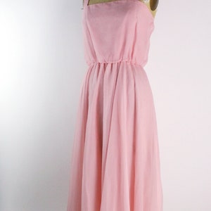70s Pink Flowy Dress / Pink Midi Dress / Pink Party Maxi Dress / Pink Rose Dress / Pink Wedding Dress / Vintage Cocktail Dress Size M/L image 2
